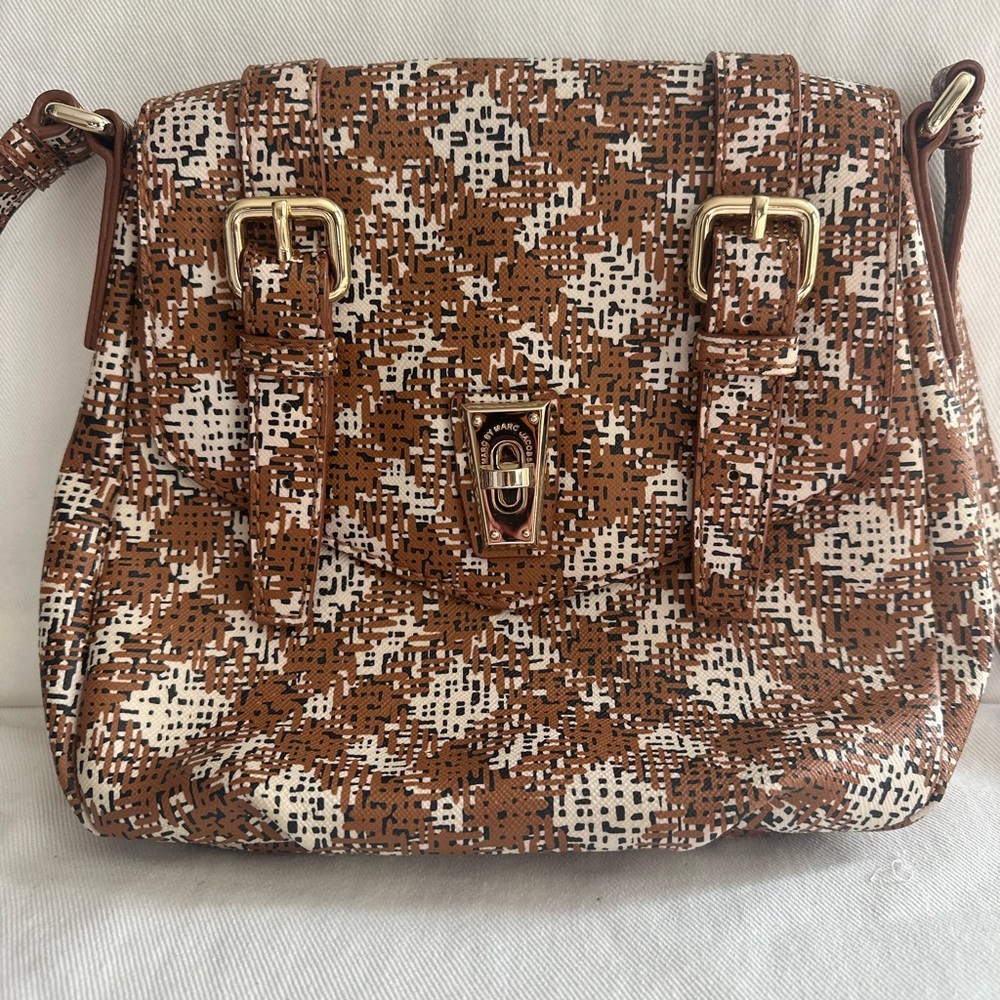 Marc Jacobs orange/brown and cream plaid leather crossbody purse - Picture 3 of 3